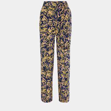 Pre Owned Diane Von Furstenberg Multicolor Printed Silk Wide Leg Pants XXL (US 12)