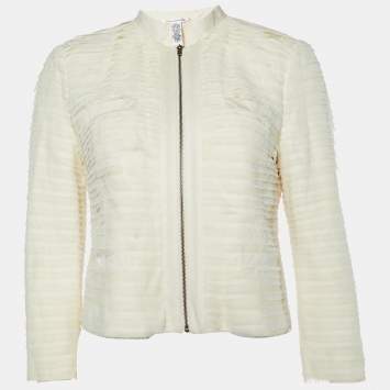 مملوكة مسبقًا Diane Von Furstenberg Beige Silk Roccoco Armour Jacket S