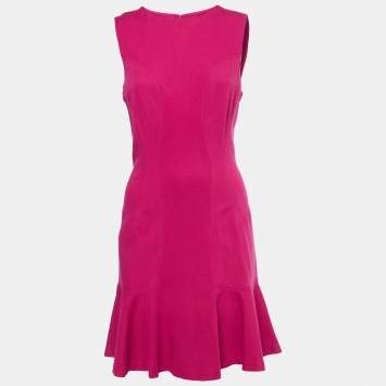 Pre Owned Diane Von Furstenberg Pink Textured Jersey Jaelyn Dress M
