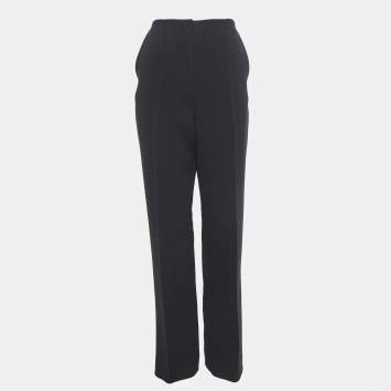 Pre Owned Diane Von Furstenberg Black Stretch Crepe High-Rise Trousers M