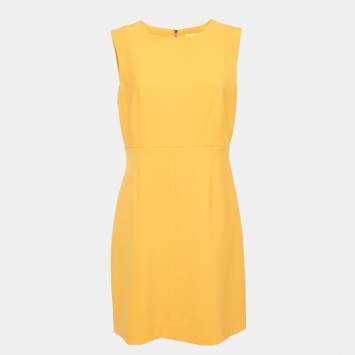 Pre Owned Diane Von Furstenberg Orange Stretch Knit Carrie Shift Dress L