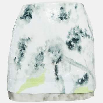 Pre Owned Diane Von Furstenberg Green Sequin Mini Skirt M