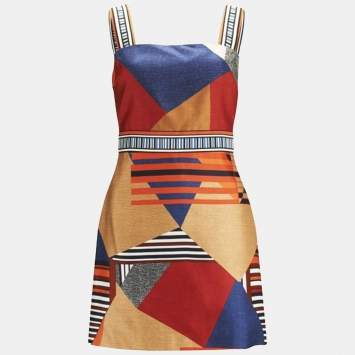 Pre Owned Diane Von Furstenberg Multicolor Printed Cotton Blend Jakarta Mini Dress M