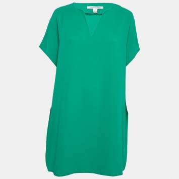 Pre Owned Diane Von Furstenberg Green Crepe Kora Tunic Shift Dress M