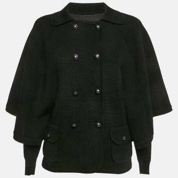 Pre Owned Diane Von Furstenberg Black Wool Abbe Cardigan Cape S
