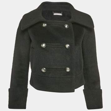مملوكة مسبقًا Diane Von Furstenberg Black Shearling Lady Bird Jacket M