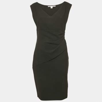 Pre Owned Diane Von Furstenberg Black Crepe Sleeveless Bevin Short Dress L