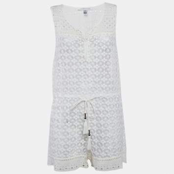 Diane Von Furstenberg White Lace Hamptons Playsuit S