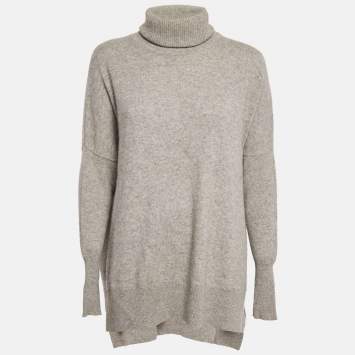 Pre Owned Diane Von Furstenberg Grey Cashmere Turtle Neck Sweater M/L