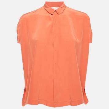 Pre Owned Diane Von Furstenberg Peach Pink Silk Eris Top XS