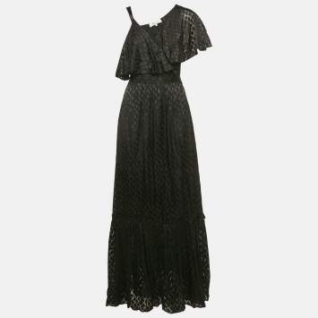 Diane Von Furstenberg Black Chiffon Dobby Wrap Dress S