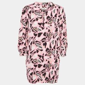 Diane Von Furstenberg Pink Printed Crepe Mini Dress M