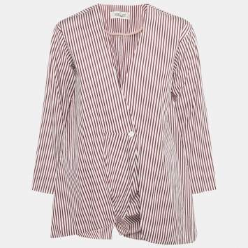 Pre Owned Diane Von Furstenberg Red/White Striped Flared Blouse M