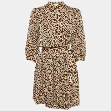 Pre Owned Diane Von Furstenberg Multicolor Printed Silk Wrap Abel Short Dress M