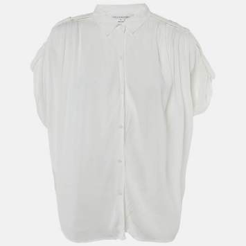 مملوكة مسبقًا توپ ديان فون فرستنبرغ كارين كريب أبيض مقاس متوسط - ميديم