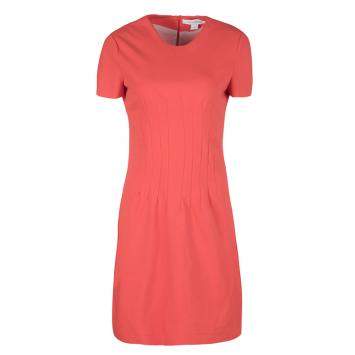 Pre Owned Diane Von Furstenberg Atomic Orange Fitted Short Sleeve Yazmine Dress S