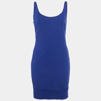 مملوكة مسبقًا فستان ديان فون فرستنبرغ جيرسي أزرق قصير مقاس ميديوم