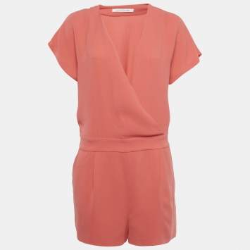Pre Owned Diane Von Furstenberg Orange Crepe Playsuit M