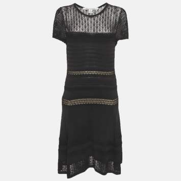 مملوكة مسبقًا Diane Von Furstenberg Black Stretch Knit Midi Dress M/L