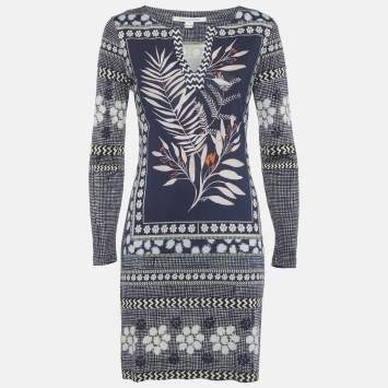 Pre Owned فستان طويل حرير جيرسي بلون كحلي ديان فون فورستنبرغ رينا مقاس متوسط - ميديوم