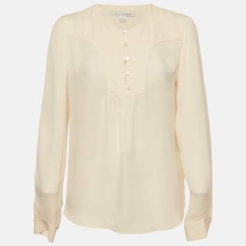 مملوكة مسبقًا بلوزة ديان فون فرستنبرغ حرير بيج مقاس متوسط (ميديام)