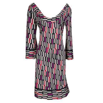 Pre Owned Diane Von Furstenberg Multicolor Printed Silk Jersey Aggie Shift Dress M