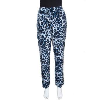 Pre Owned Diane Von Furstenberg Animal Pattern Benett Two Print Silk Pants L