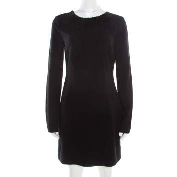 Pre Owned Diane von Furstenberg Black Fringe Embellished Lace Back Detail Margherita Dress M