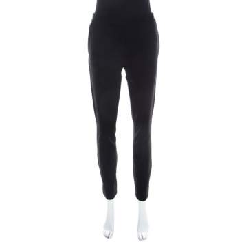 Pre Owned Diane von Furstenberg Black Stretch Cotton Cropped Genesis Pants M 