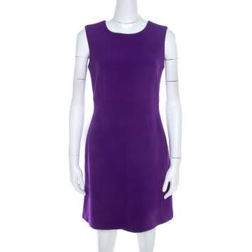 Pre Owned Diane von Furstenberg Purple Stretch Crepe Carrie Sheath Dress S