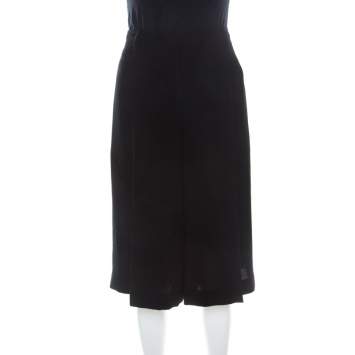 Pre Owned Diane Von Furstenberg Black Crepe Asheton Culottes M