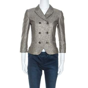 Pre Owned Diane Von Furstenberg Metallic Wool Little M Tweed Blazer XS