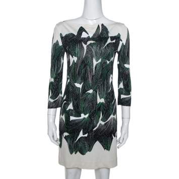 Pre Owned Diane von Furstenberg Cream Abstract Print Silk Ruri Shift Dress S