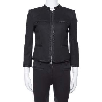 Pre Owned Diane Von Furstenberg Black Felted Wool Roccoco Jacket S