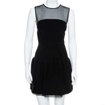 Pre Owned Diane von Furstenberg Black Yarra Mini Dress S