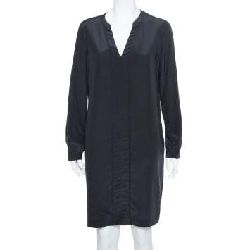 Pre Owned Diane von Furstenberg Black Silk Hilary Dress L