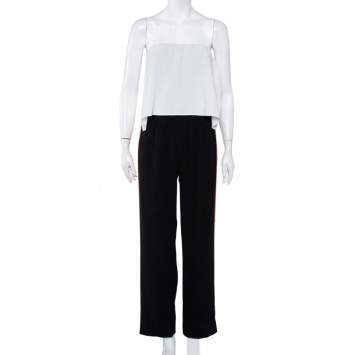 Pre Owned Diane Von Furstenberg Color Block Crepe Strapless Amare Jumpsuit S