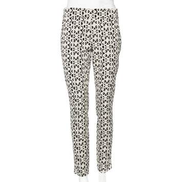 Pre Owned Diane Von Furstenberg Monochrome Rhianna Hex Maze Jacquard Pants M