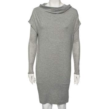Pre Owned Diane von Furstenberg Grey Knit Financier Sweatshirt Dress S