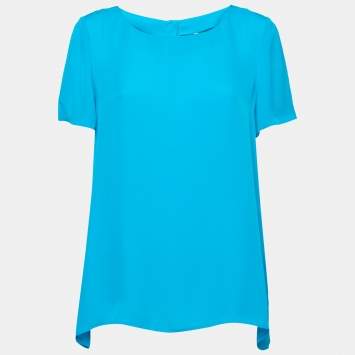 Pre Owned Diane von Furstenberg Blue Silk Maggy Top M