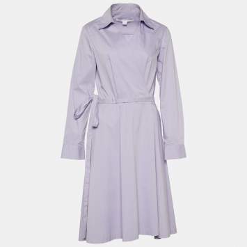 Pre Owned Diane von Furstenberg Lilac Cotton Robin Wrap Dress M