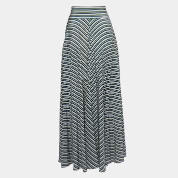 Pre Owned Diane Von Furstenberg Multicolor Striped Crepe High Waist Maxi Skirt S