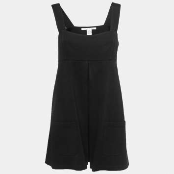 Pre Owned Diane Von Furstenberg Black Knit Sleveless Mini Dress L