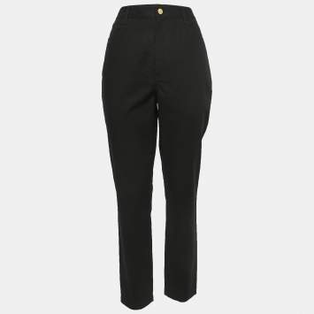Pre Owned Diane Von Furstenberg Black Cotton Cropped Trousers M
