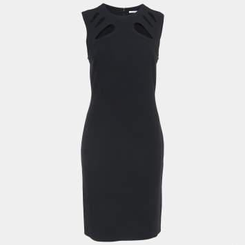 Pre Owned Diane Von Furstenberg  Black Jersey Cut-Out Midi Dress M