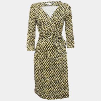 Pre Owned Diane Von Furstenberg Multicolor Jersey Wrap Dress M