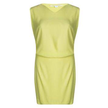 Pre Owned Diane Von Furstenberg Yellow Sleeveless Drop Waist Gagon Dress S