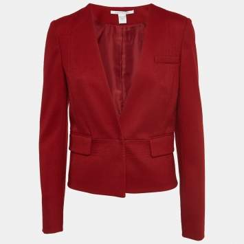مملوكة مسبقًا Diane Von Furstenberg Red Wool Single Breasted Blazer M