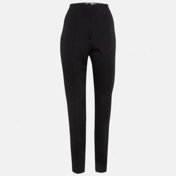 Pre Owned Diane Von Furstenberg Black Stretch Knit Pants L