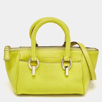 Pre Owned Diane Von Furstenberg Yellow Leather Mini Sutra Top Handle Bag